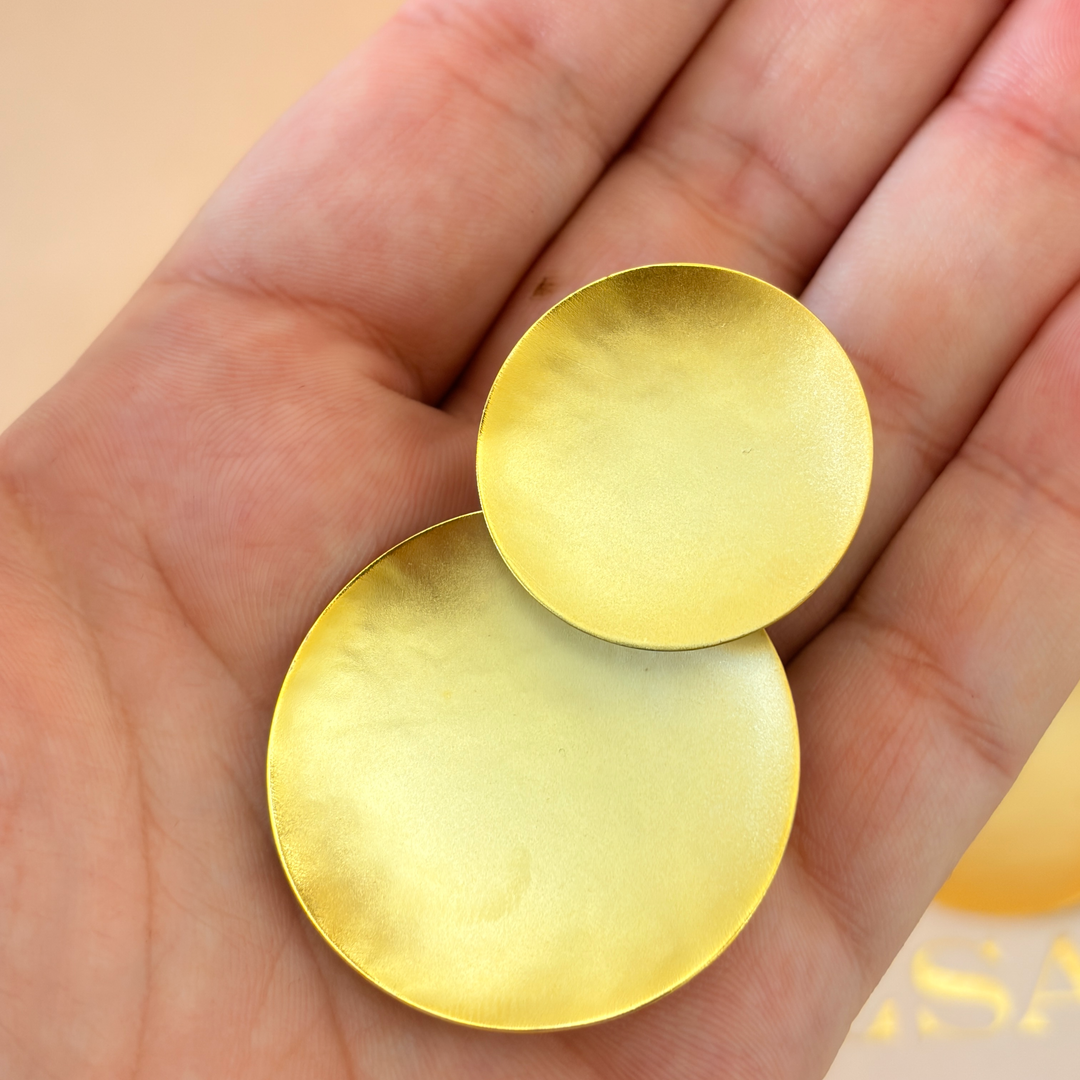 Handmade  2 Statement Plain Circle Necklace and Earrings set  | Gold Plated | ZsaZsa