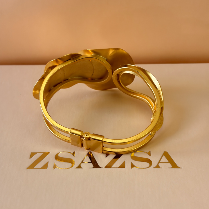 Handmade 3 Plain Circle Open Magnetic Bangle  | Gold Plated | ZsaZsa