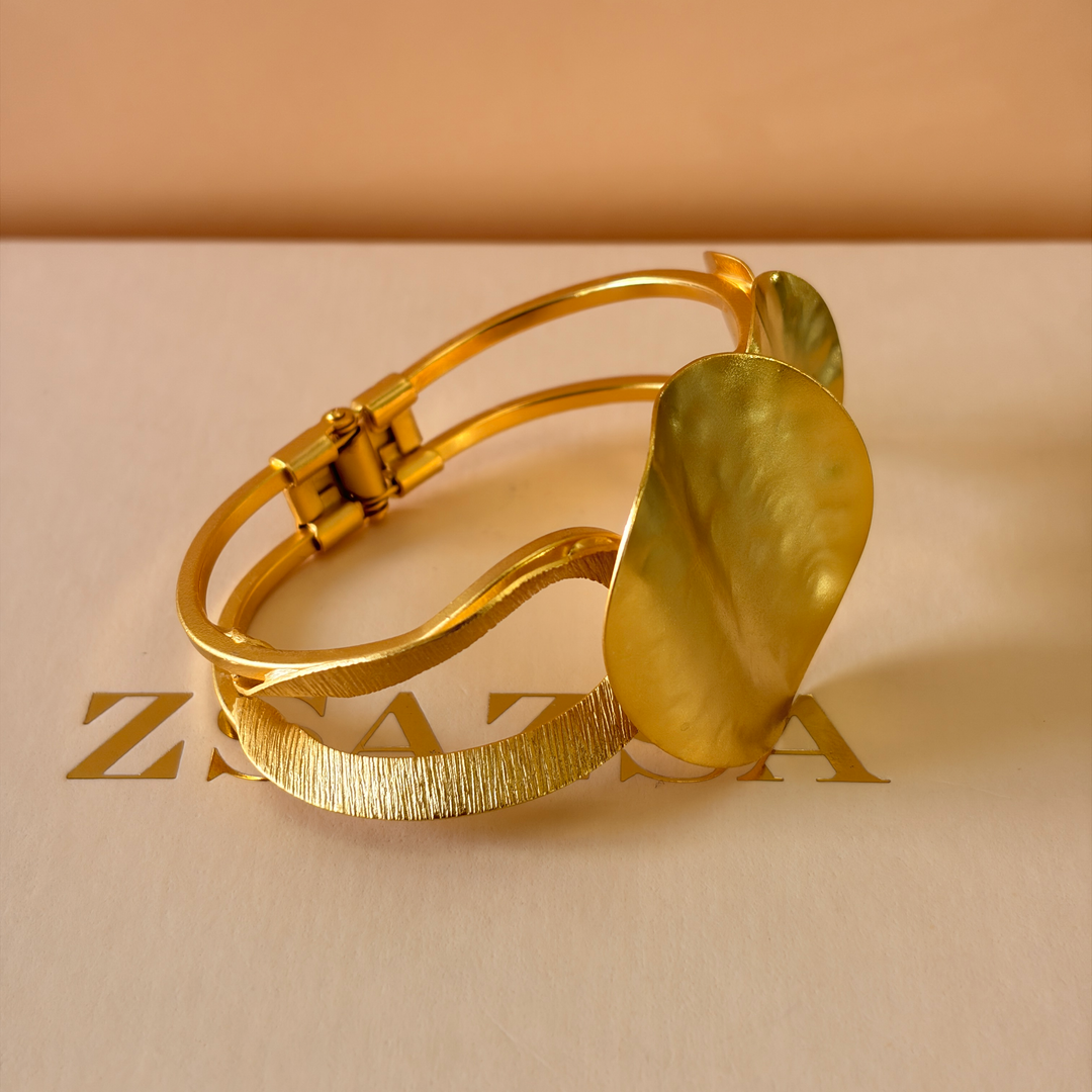 Handmade 3 Plain Circle Open Magnetic Bangle  | Gold Plated | ZsaZsa