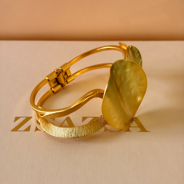 Handmade 3 Plain Circle Open Magnetic Bangle  | Gold Plated | ZsaZsa
