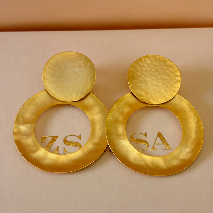 Handmade  2 Circle With A Hollow Earrings   | Gold Plated | ZsaZsa