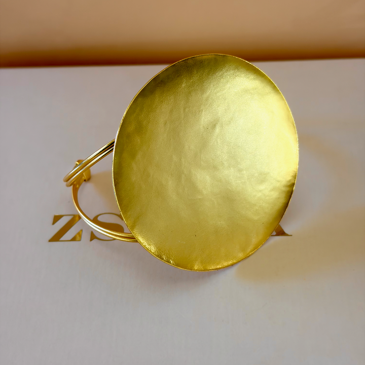 Handmade Circle Statment Open Magnetic Bangle | Gold Plated | ZsaZsa