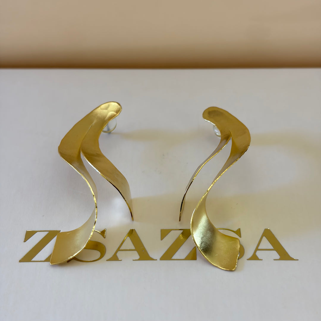 Handmade Semi Twisted Earrings  | Gold Plated | ZsaZsa