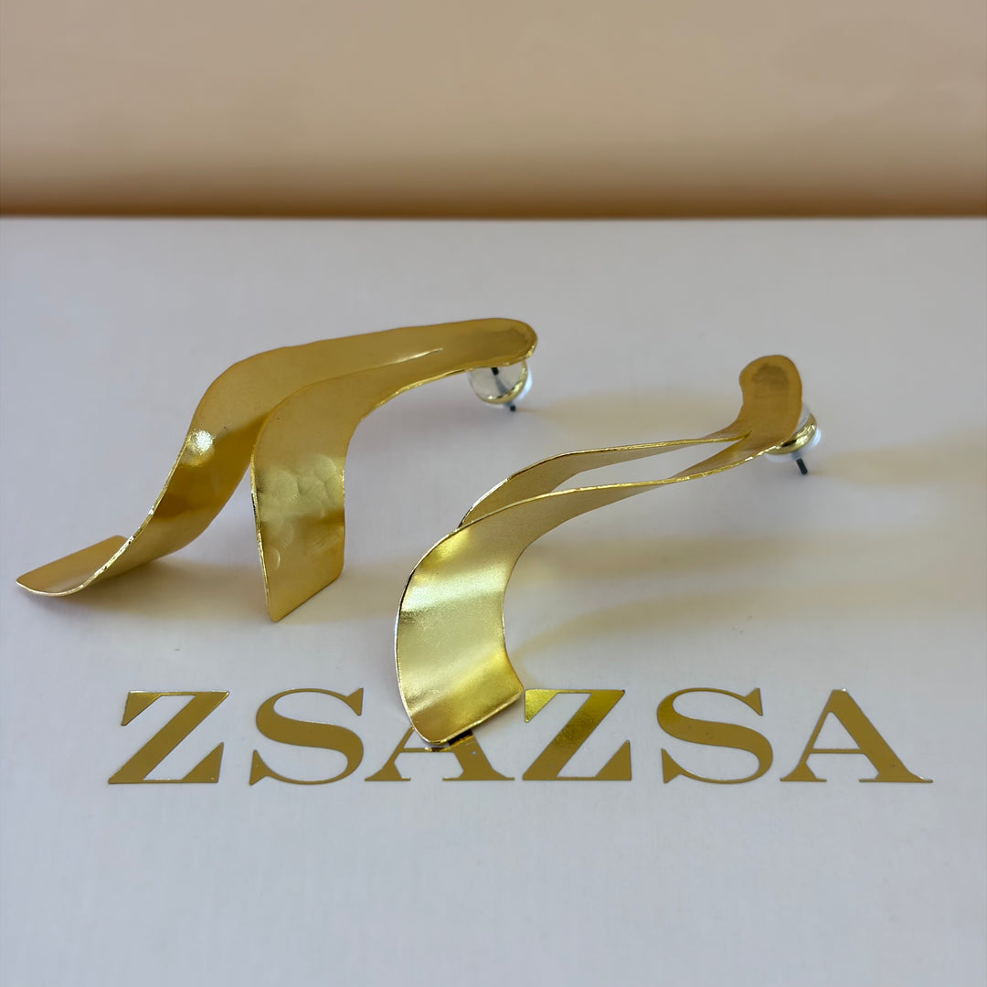 Handmade Semi Twisted Earrings  | Gold Plated | ZsaZsa