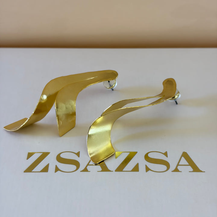 Handmade Semi Twisted Earrings  | Gold Plated | ZsaZsa