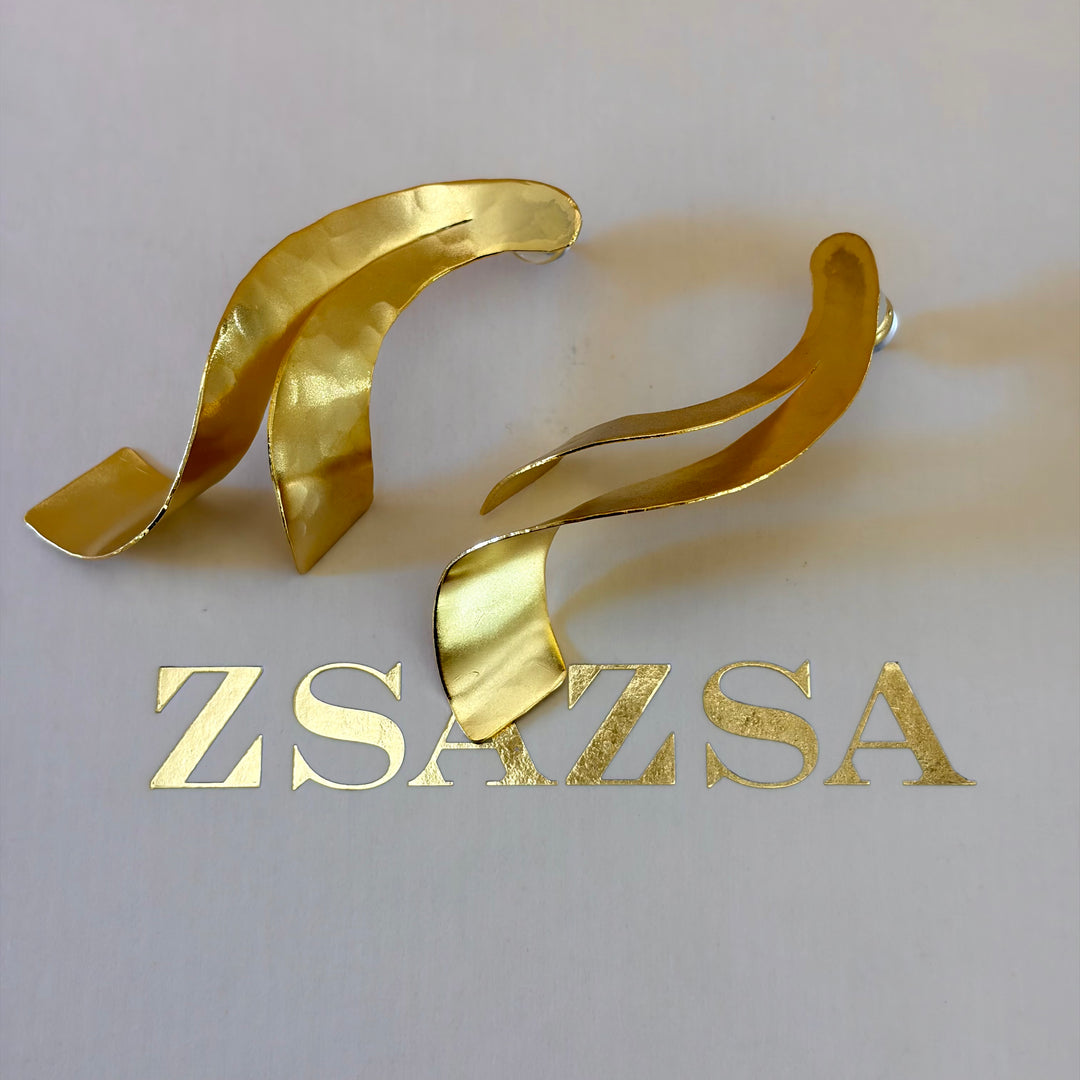 Handmade Semi Twisted Earrings  | Gold Plated | ZsaZsa
