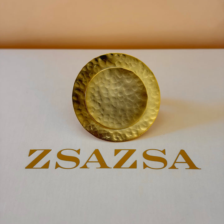Handmade 2 Flat Circles Statement Gold Ring  | Gold Plated | ZsaZsa