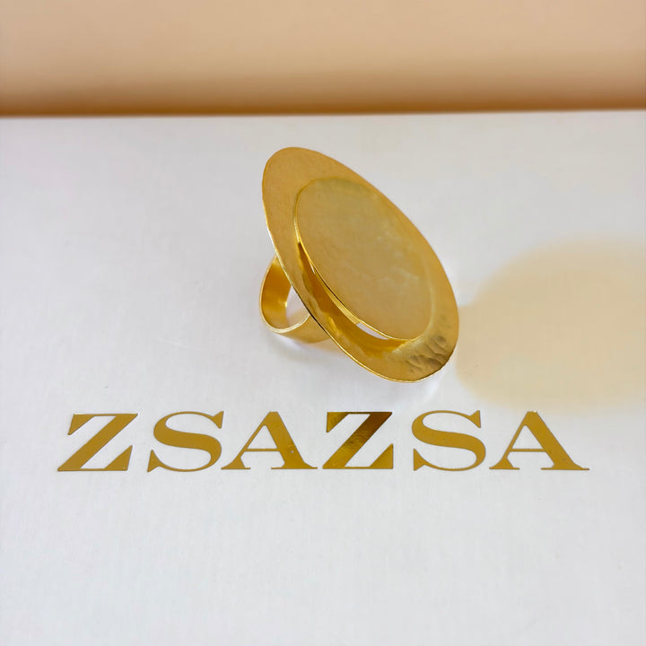 Handmade 2 Flat Circles Statement Gold Ring  | Gold Plated | ZsaZsa