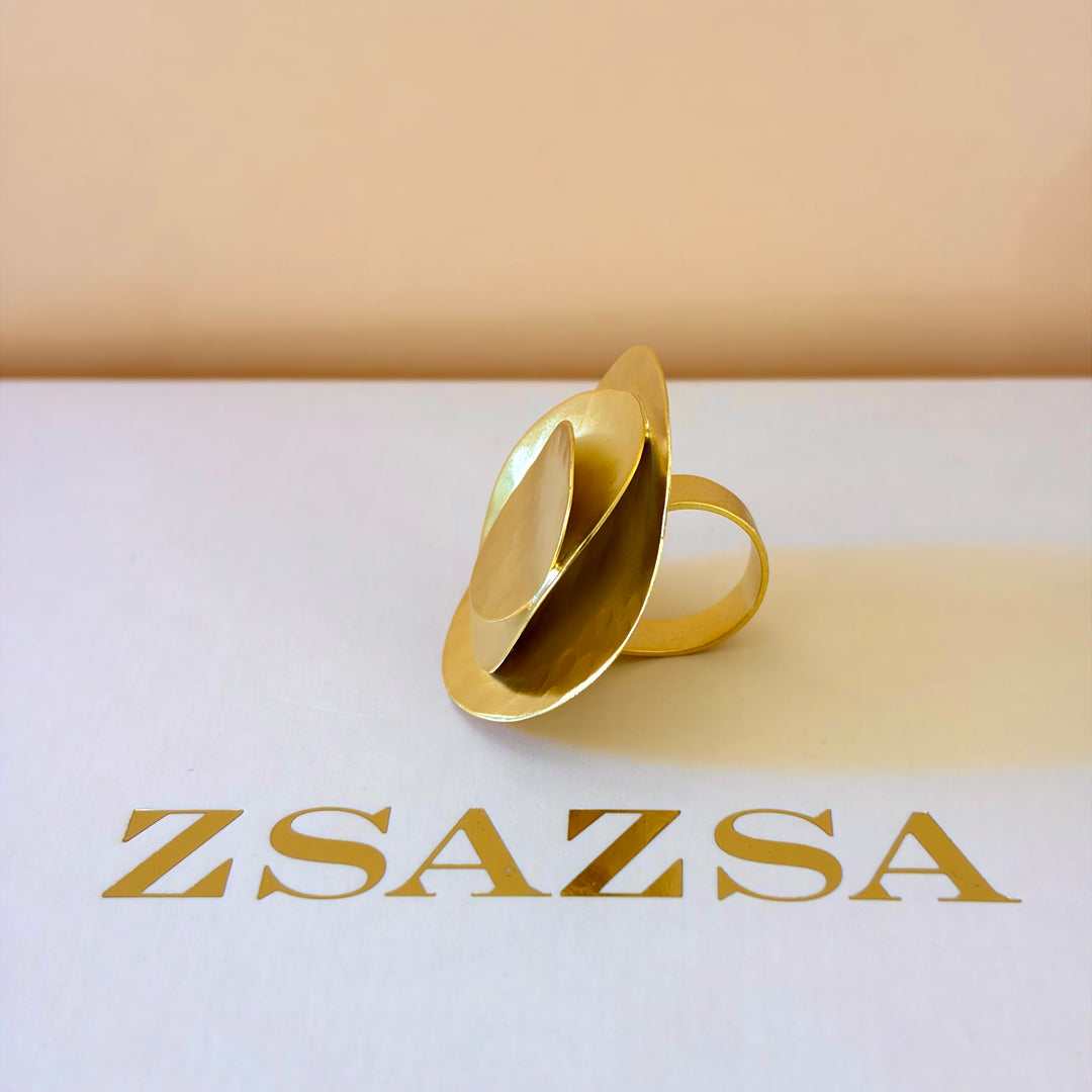 Handmade 3 Circles Statement Gold Ring  | Gold Plated | ZsaZsa