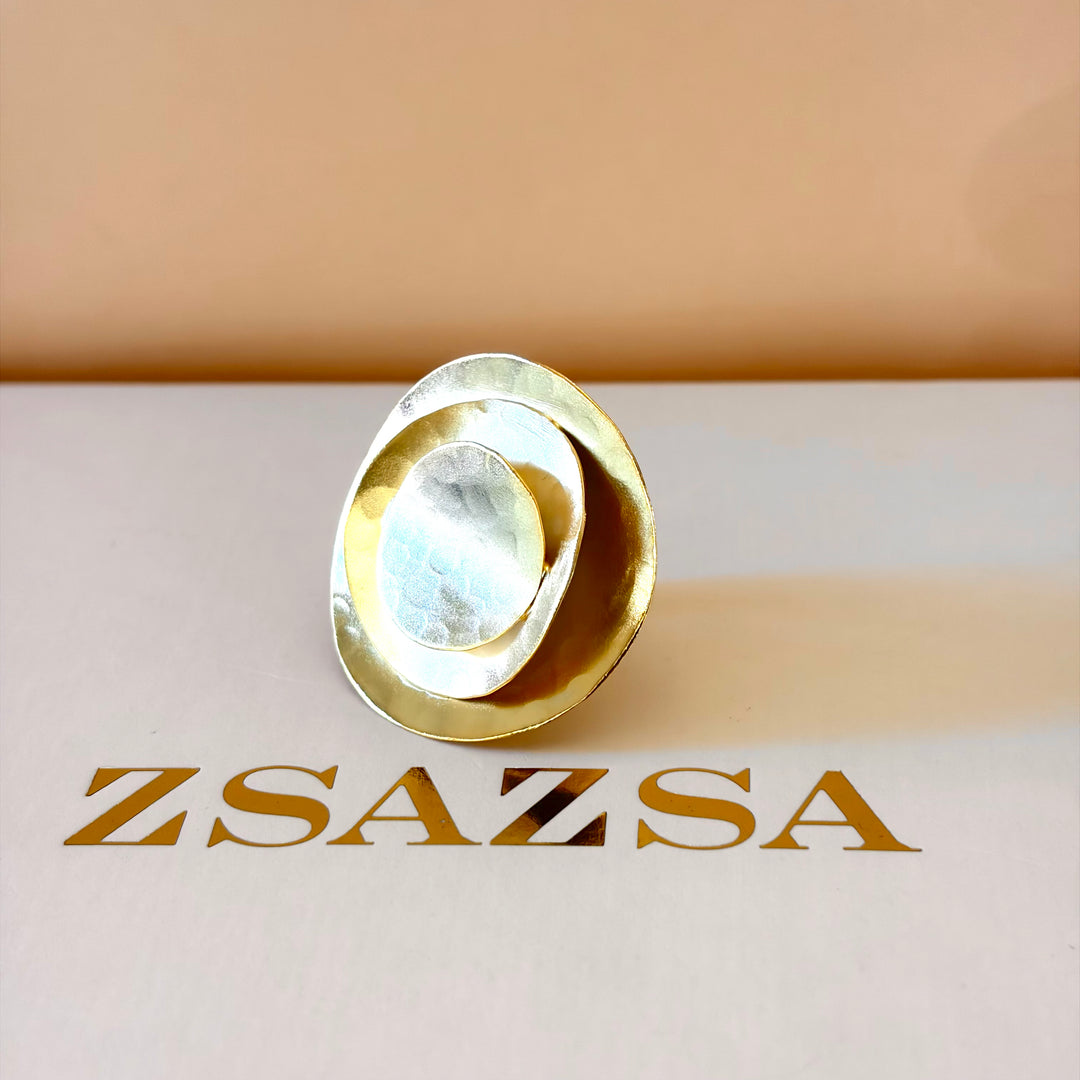Handmade 3 Circles Statement Gold Ring  | Gold Plated | ZsaZsa