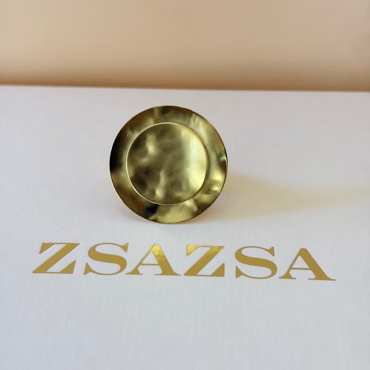 Handmade 2 Plain Circles Statement Ring | Gold Plated | ZsaZsa