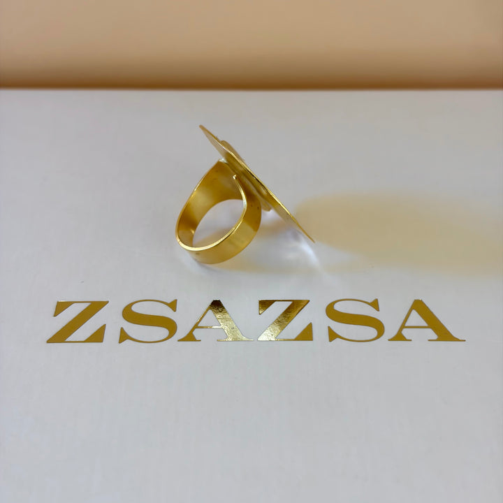 Handmade 2 Plain Circles Statement Ring | Gold Plated | ZsaZsa