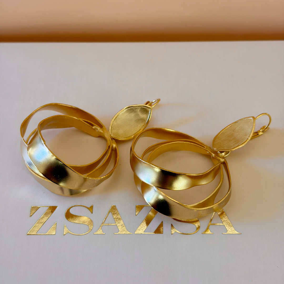 Handmade Overlapping Circles Gold Earrings | Gold Plated | ZsaZsa