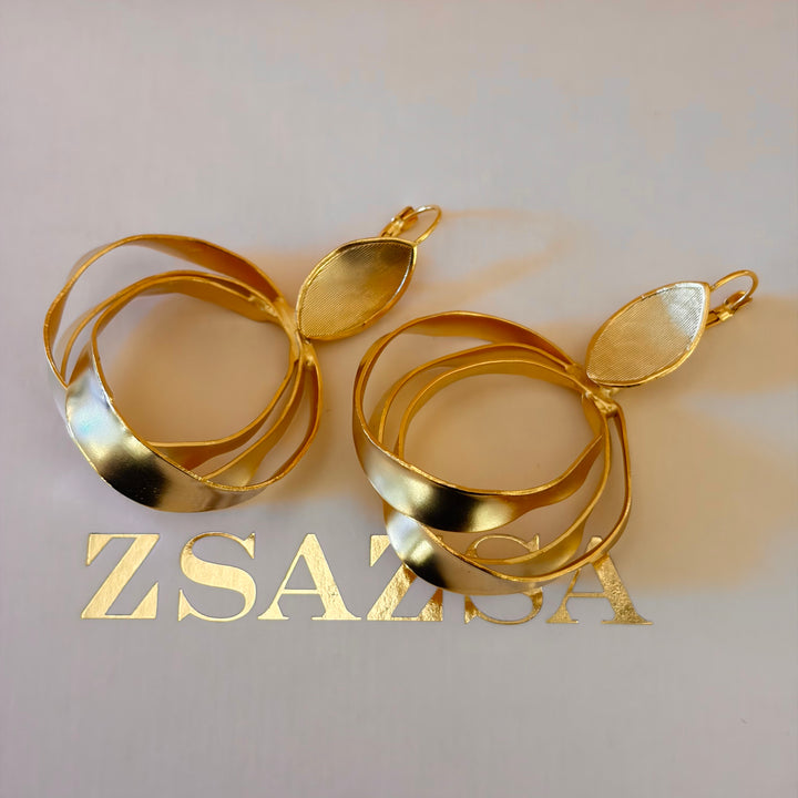 Handmade Overlapping Circles Gold Earrings | Gold Plated | ZsaZsa