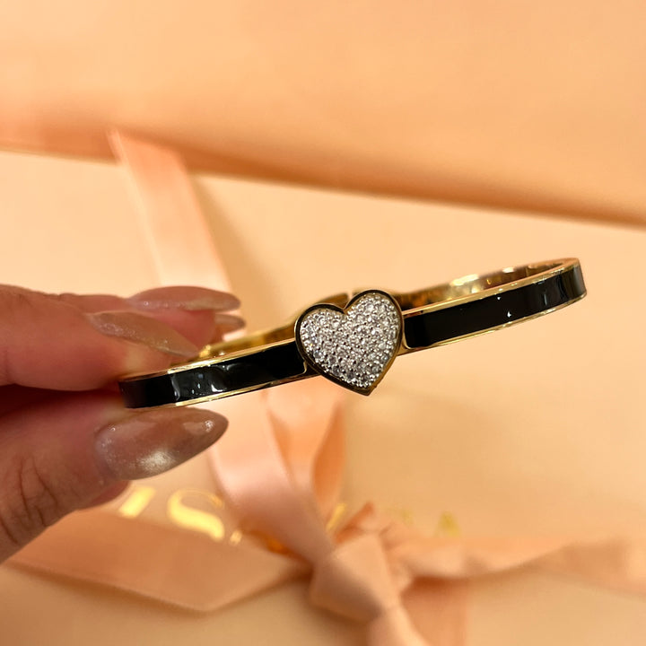 Zircone heart with Black enamel bangle
