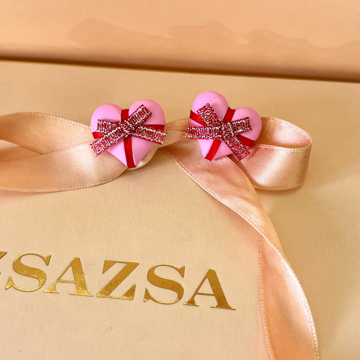 Pink hearts earrings