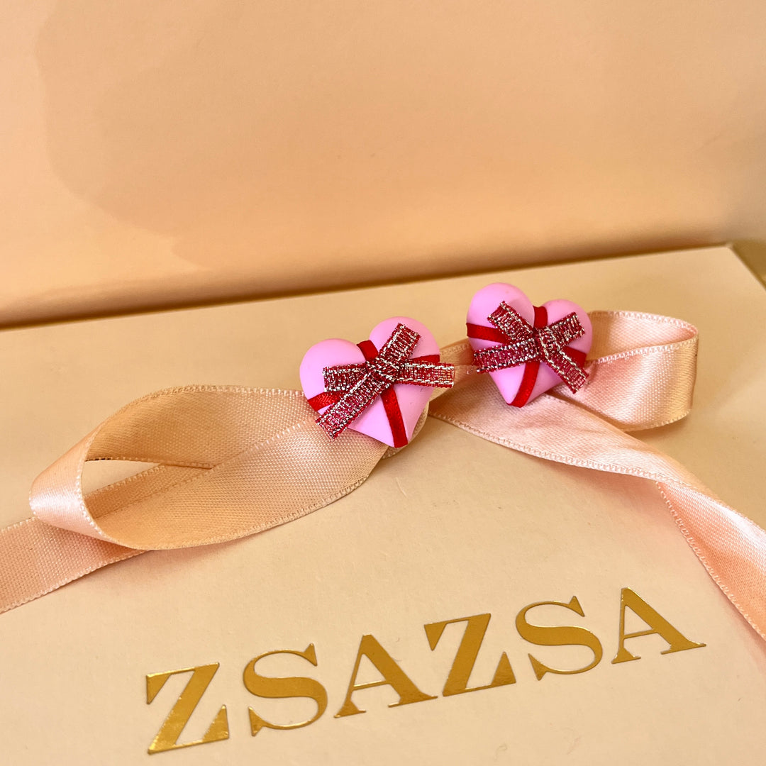 Pink hearts earrings