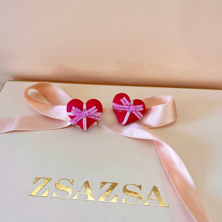 Pink hearts earrings