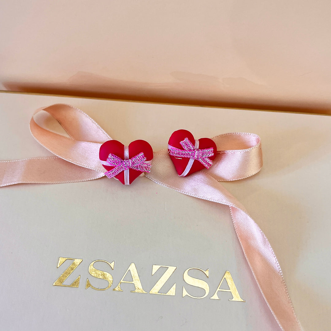 Pink hearts earrings