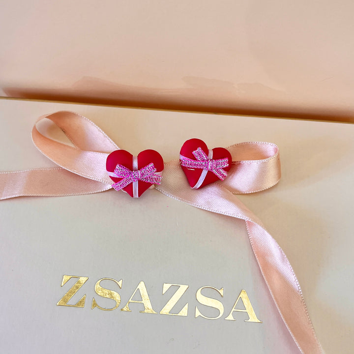 Pink hearts earrings
