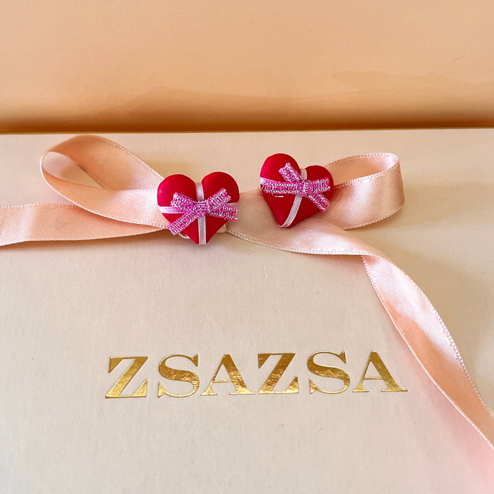 Pink hearts earrings