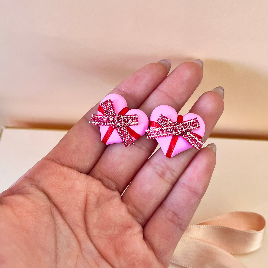 Pink hearts earrings