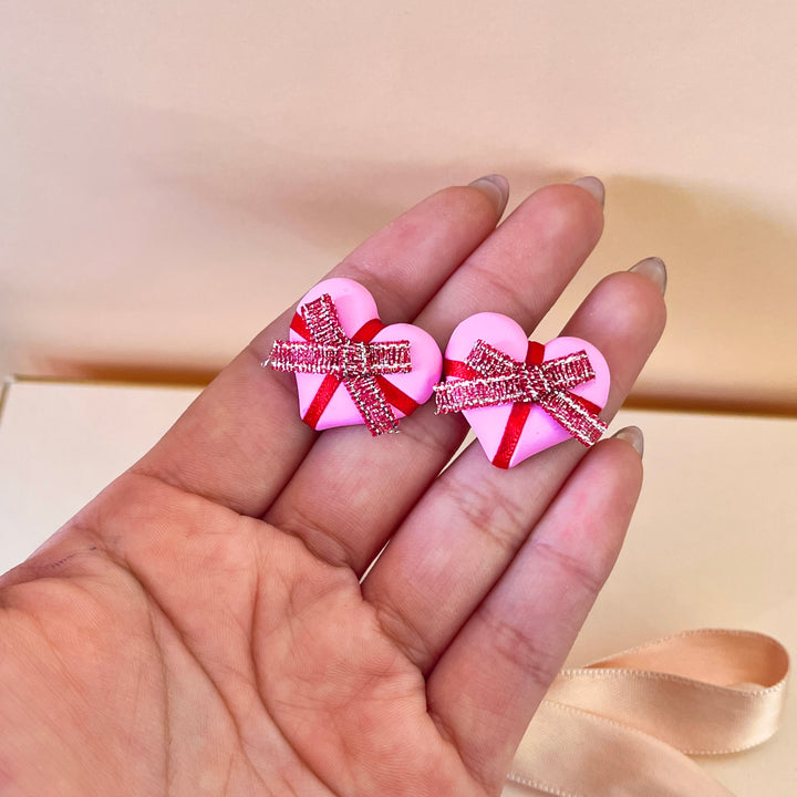 Pink hearts earrings