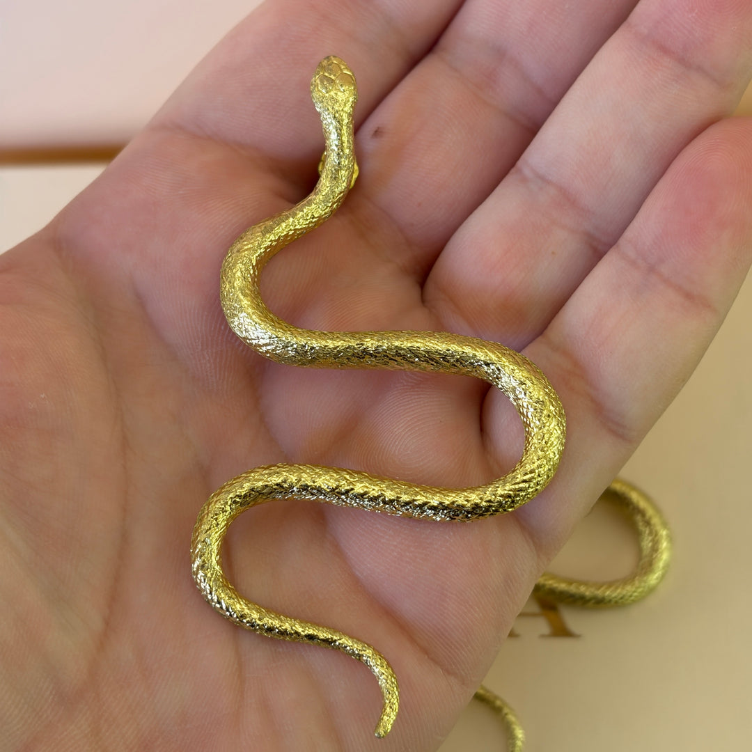 Statement Wide Shiny Snake Earrings  | Gold Plated | ZsaZsa