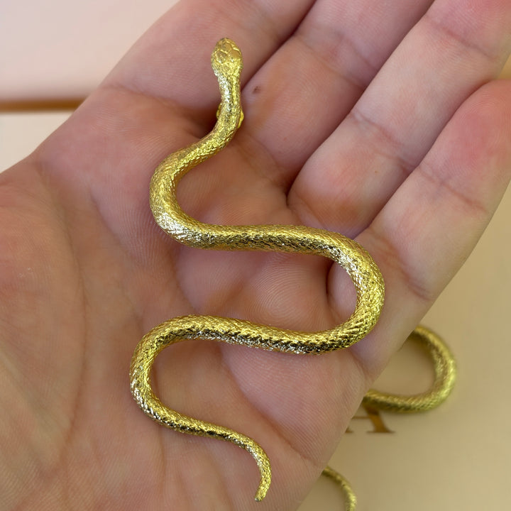 Statement Wide Shiny Snake Earrings  | Gold Plated | ZsaZsa