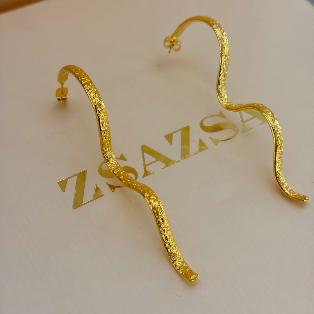 Dainty Forward Snake Earrings  | Gold Plated | ZsaZsa