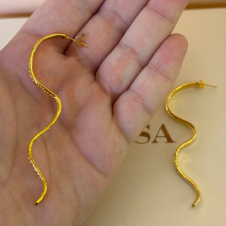 Dainty Forward Snake Earrings  | Gold Plated | ZsaZsa