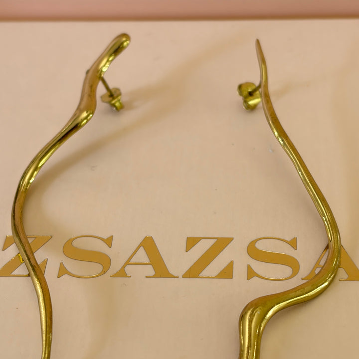 Metallic Abstract Snake Earrings  | Gold Plated | ZsaZsa