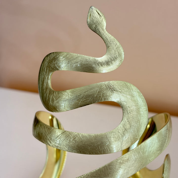 Metal Brushed Snake Gold Bangle  | Gold Plated | ZsaZsa