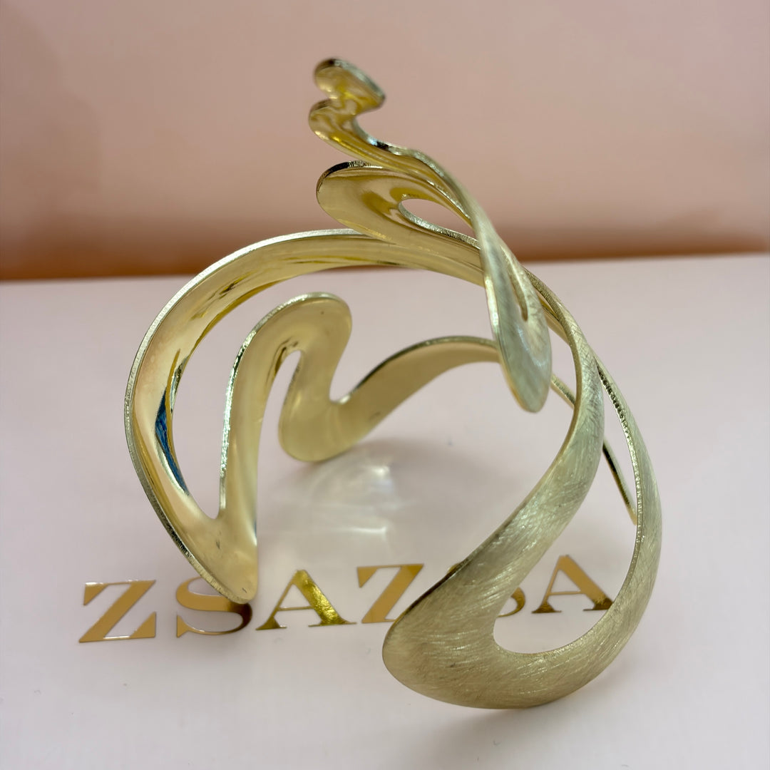Metal Brushed Snake Gold Bangle  | Gold Plated | ZsaZsa
