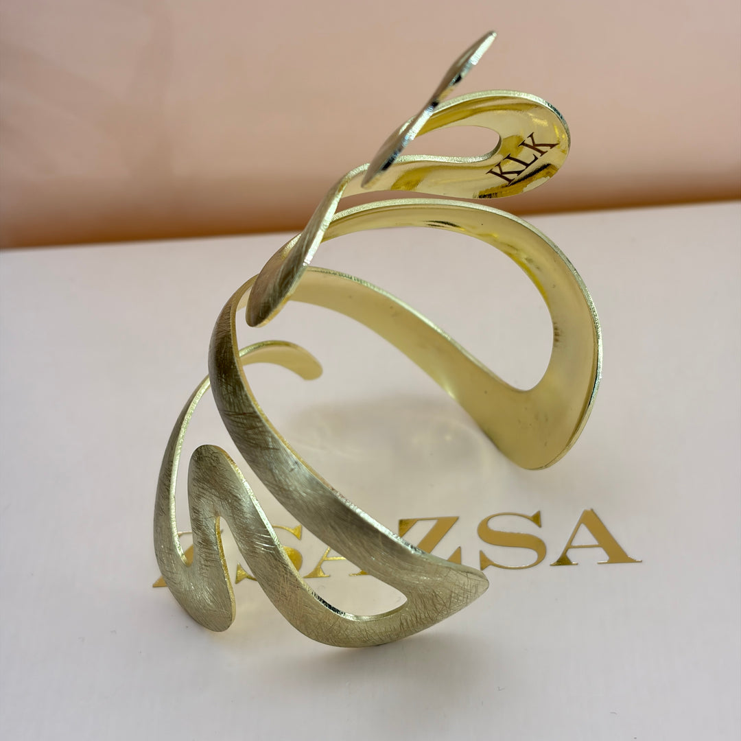 Metal Brushed Snake Gold Bangle  | Gold Plated | ZsaZsa