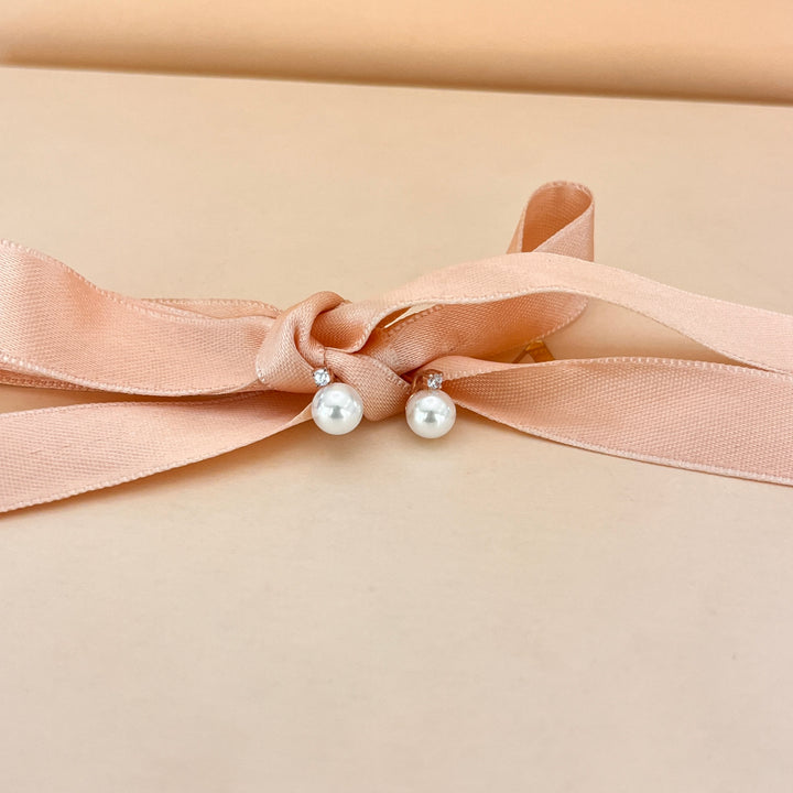 zircone and white pearls rose gold plated studs