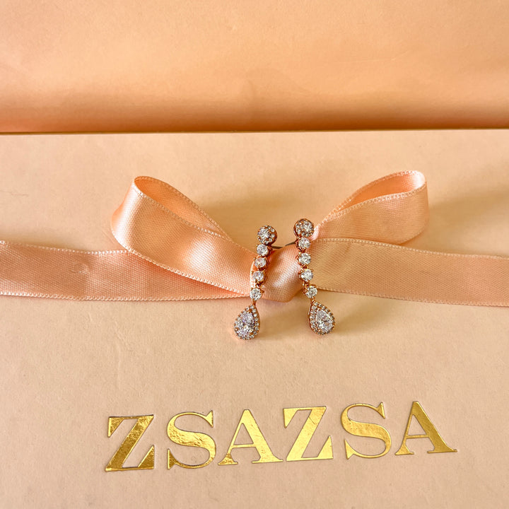 Teardrop zircone rose gold plated earrings