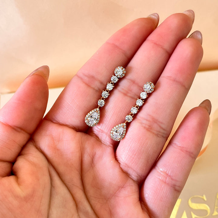 Teardrop zircone rose gold plated earrings