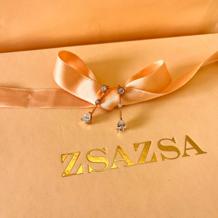 Teardrop zircone rose gold plated earrings
