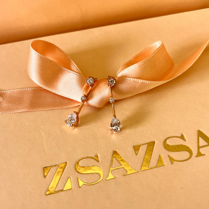 Teardrop zircone rose gold plated earrings