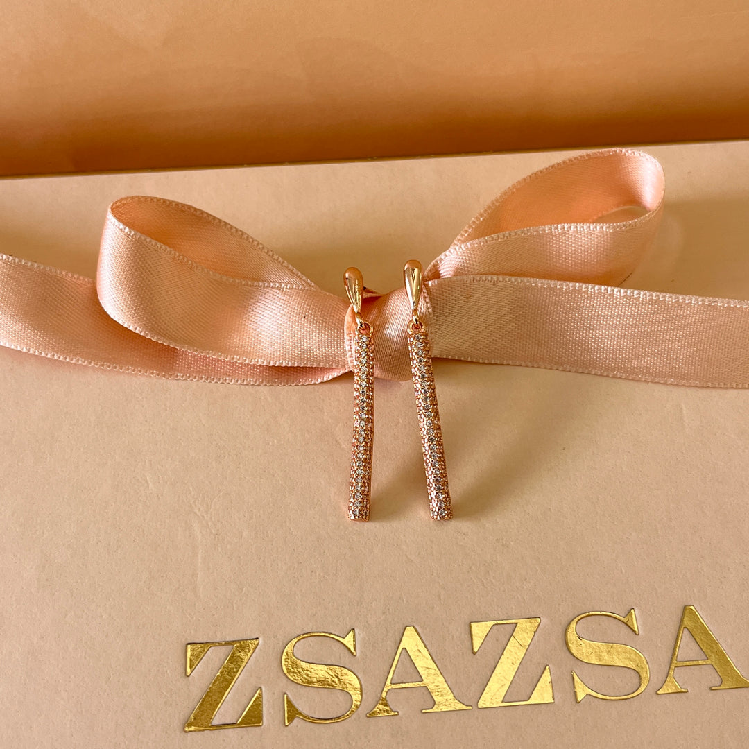 zircone rose gold plated earrings
