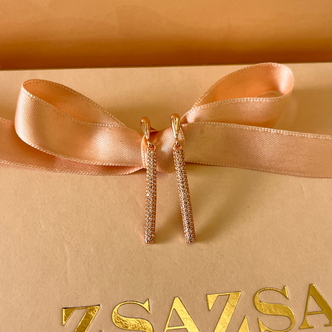 zircone rose gold plated earrings