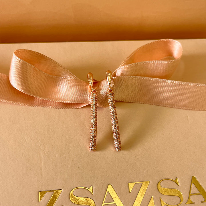 zircone rose gold plated earrings