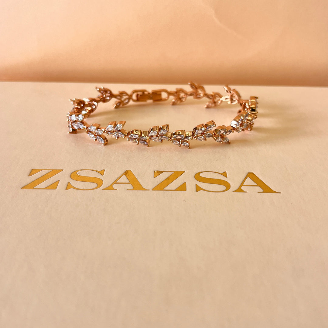 Marquise and teardrop zircone rose gold plated set