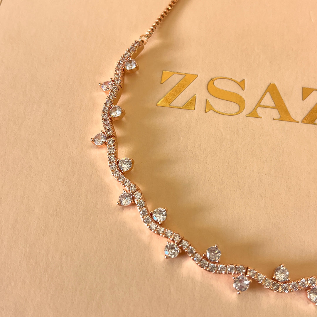 Round zircone rose gold plated set