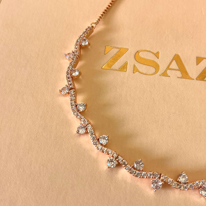 Round zircone rose gold plated set