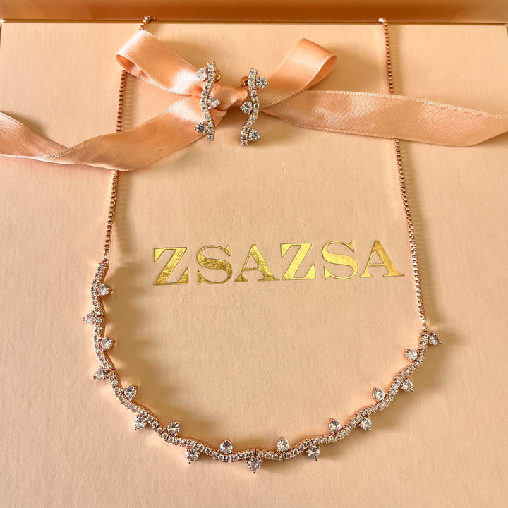 Round zircone rose gold plated set