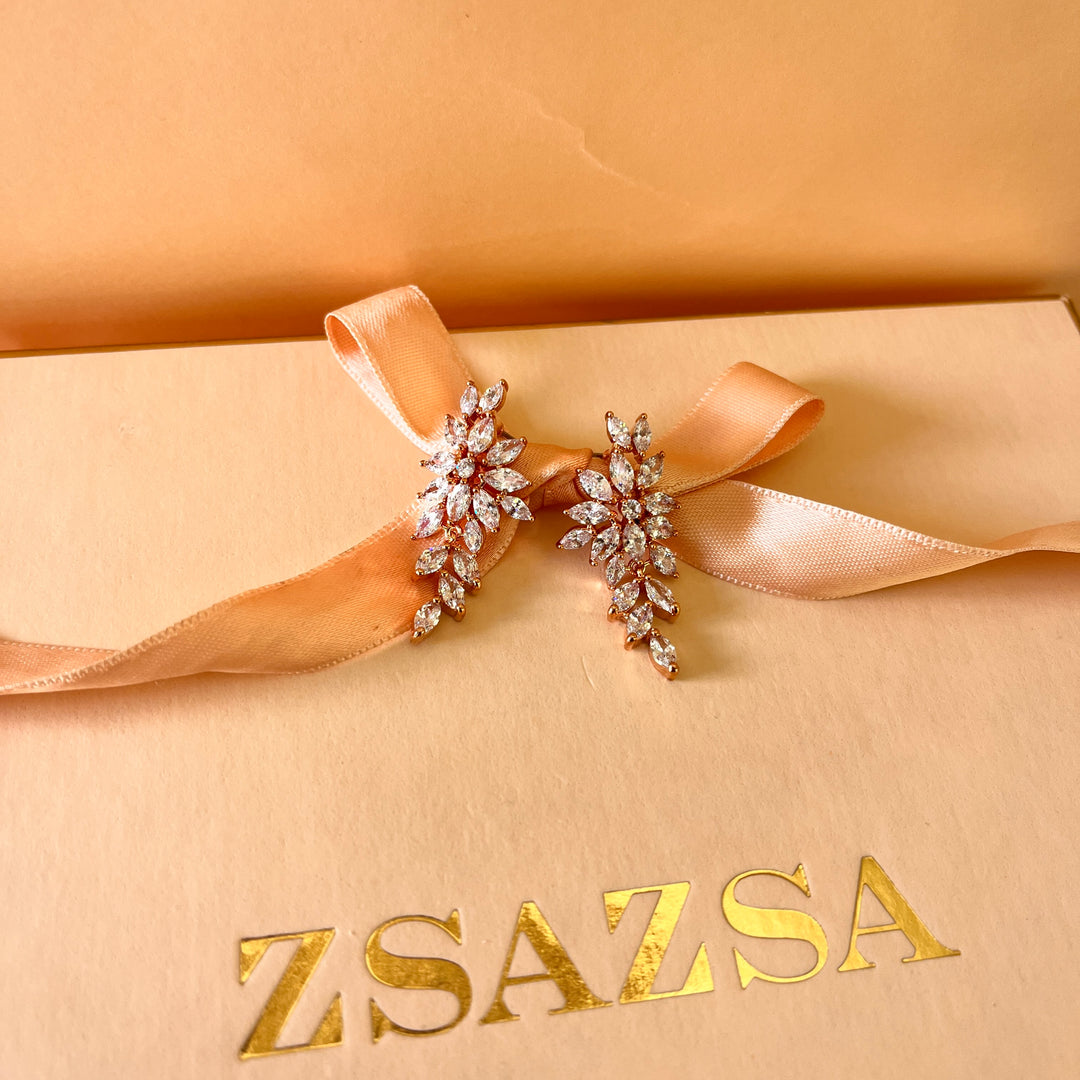 Marquise zircone rose gold plated set