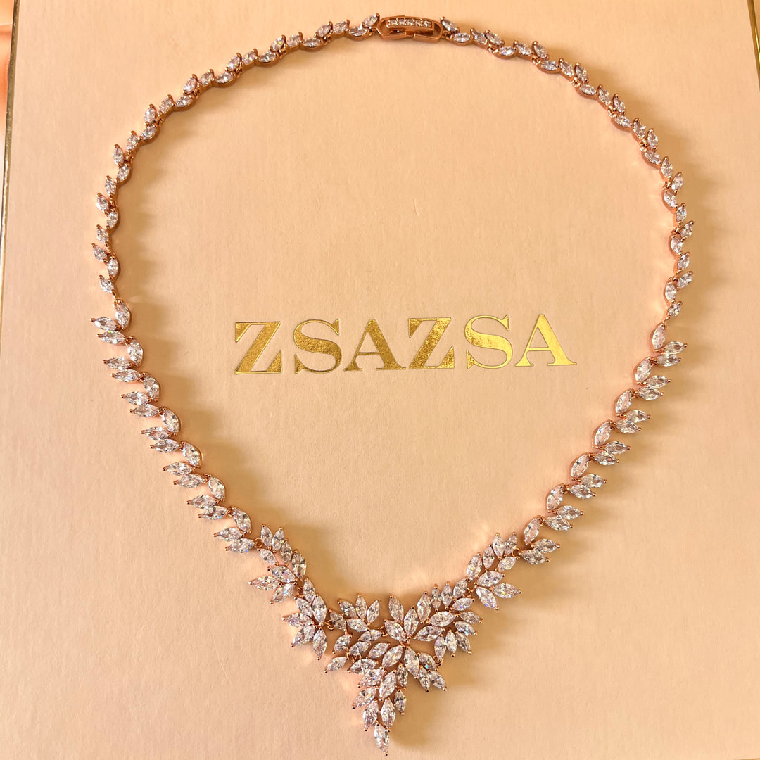 Marquise zircone rose gold plated set