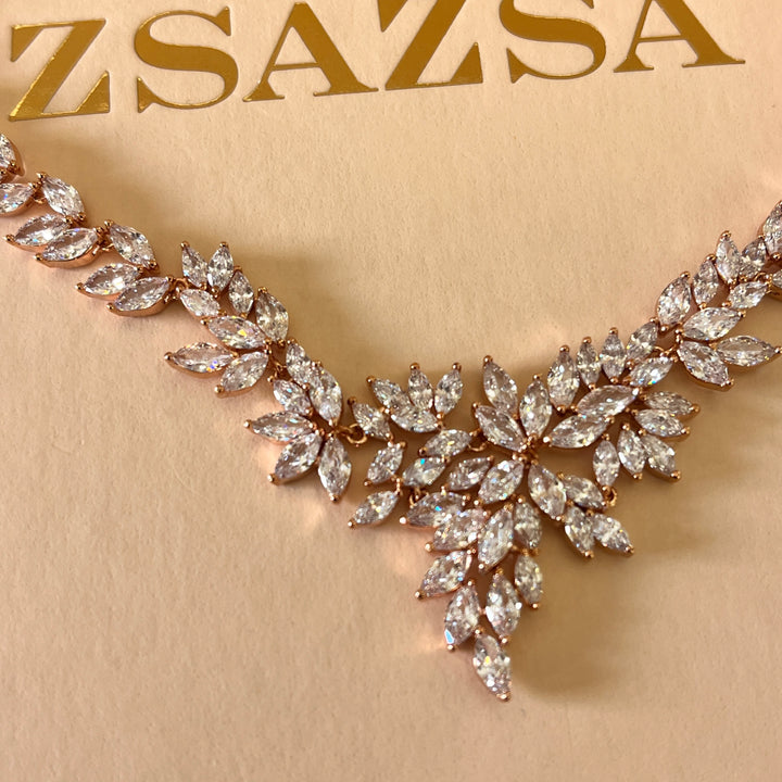 Marquise zircone rose gold plated set